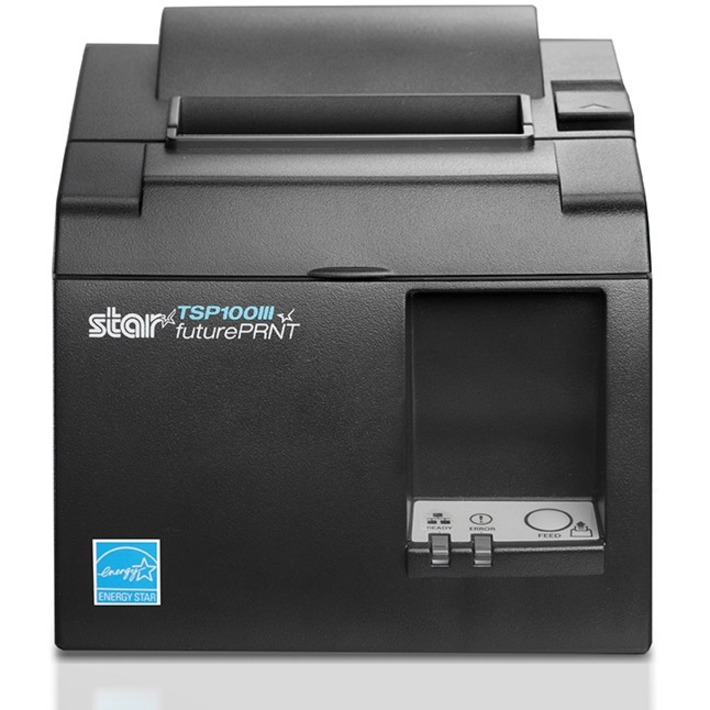 Star Micronics Thermal Printer TSP143IIILAN GY US - Ethernet - Locking Paper Chamber - Gray - Receipt Printer - 250 mm/sec - Monochrome - Auto Cutter - Thumbnail 2