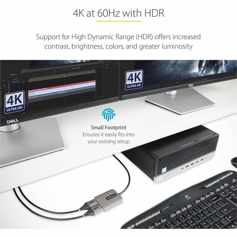 StarTech.com Dual-Monitor DisplayPort 1.4 Splitter, DisplayPort to 2x DP Multi-Monitor Adapter, Dual 5K 60Hz Computer MST Hub, Windows - Thumbnail 4