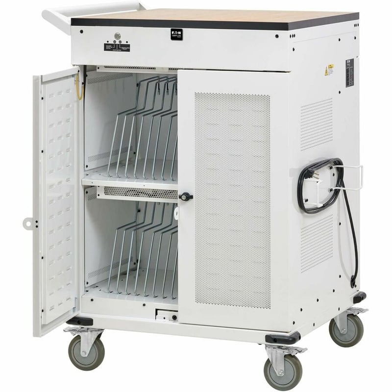 Eaton Tripp Lite Series Safe-IT 36-Device UV Mobile Charging Cart for Laptops and Chromebooks - 120V, NEMA 5-15P, 10 ft. (3.1 m) Cord, Antimicrobial, Wood-Grain Top, White - Thumbnail 4