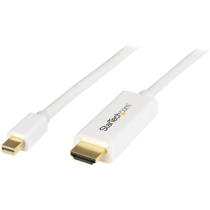 StarTech.com Mini DisplayPort to HDMI Converter Cable - 3 ft (1m) - 4K - White - Thumbnail 1