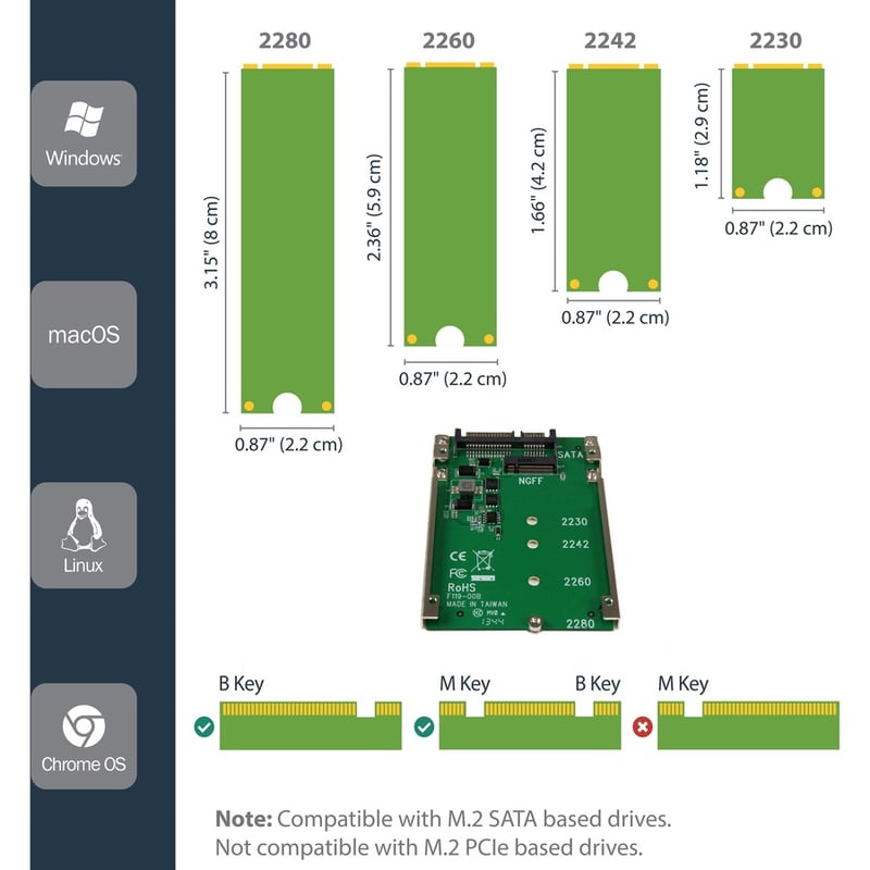 StarTech.com M.2 SATA SSD to 2.5in SATA Adapter Converter - Thumbnail 5