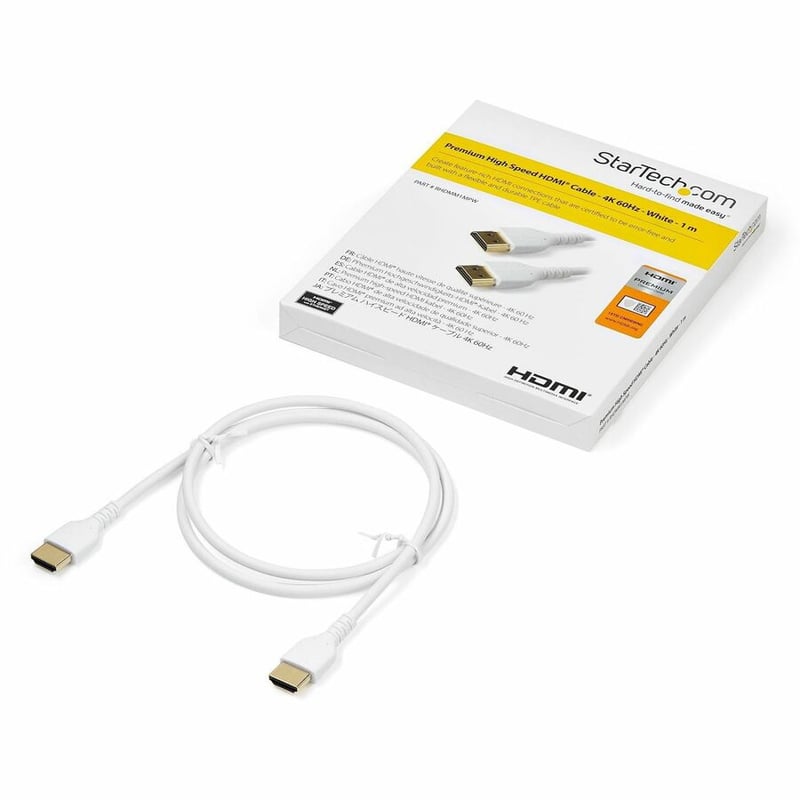StarTech.com 1m Premium Certified HDMI 2.0 Cable with Ethernet - 3ft High Speed UHD 4K 60Hz HDR Durable Rugged Ultra HD HDMI Monitor Cord - Thumbnail 4
