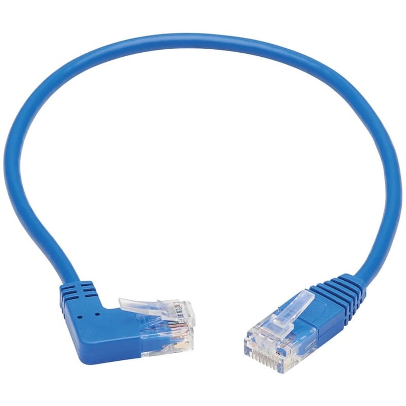 Eaton Tripp Lite Series Right-Angle Cat6 Gigabit Molded Slim UTP Ethernet Cable (RJ45 Right-Angle M to RJ45 M), Blue, 1 ft. (0.31 m) - Thumbnail 2