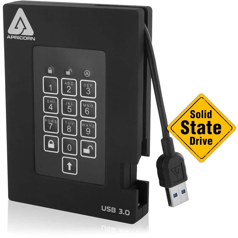 Apricorn Aegis Padlock A25-3PL256-S256F 256 GB Rugged Solid State Drive - External - Thumbnail 1