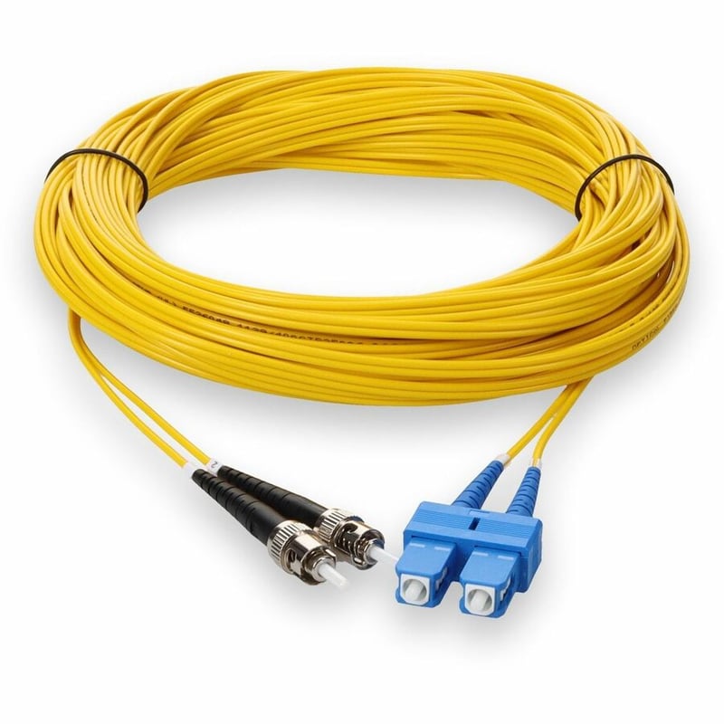 AddOn 12m ST to SC Yellow OS2 Duplex OFNR (Riser-Rated) TAA SMF Fiber Patch Cable