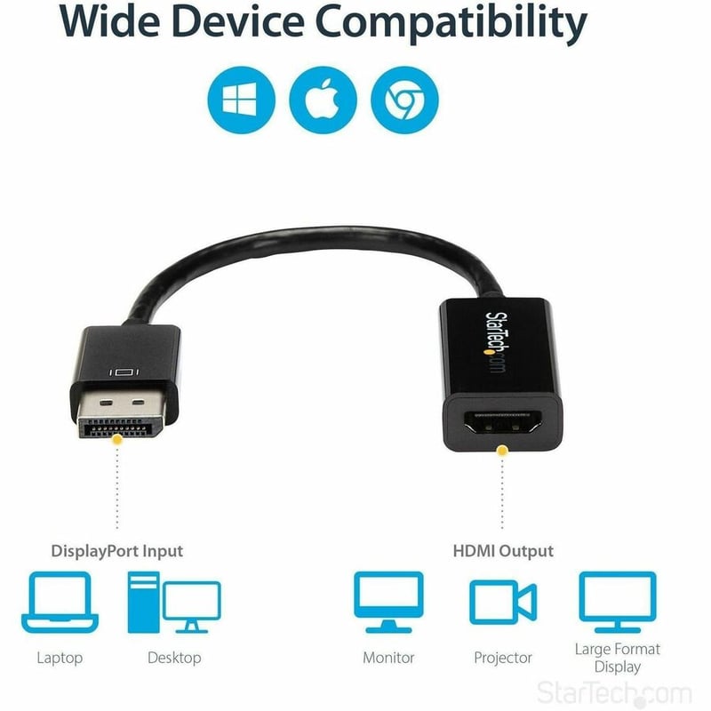 StarTech.com DisplayPort to HDMI Adapter, 4K 30Hz Active DP to HDMI Video Converter, Ultra HD DP 1.2 to HDMI 1.4 Monitor Adapter Dongle - Thumbnail 5
