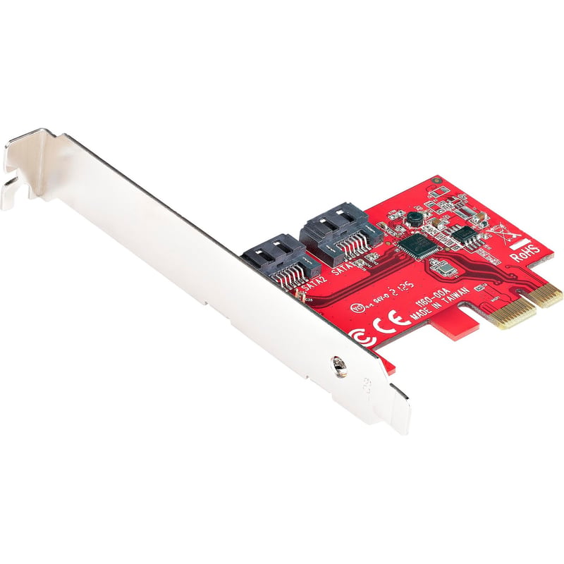 StarTech.com SATA PCIe Card, 2 Port PCIe SATA Expansion Card, 6Gbps SATA, PCI Express to SATA Adapter, Non-RAID, PCIe to SATA Converter - Thumbnail 1