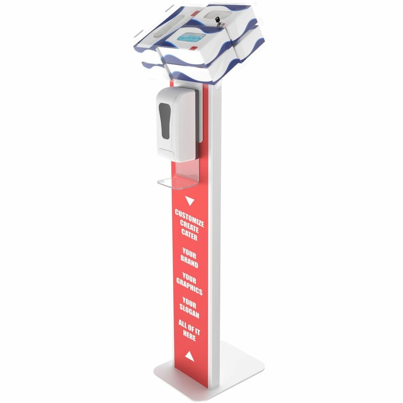 CTA Digital Premium Locking Sanitizing Station Stand with Graphic Card Slot (White) - Thumbnail 1