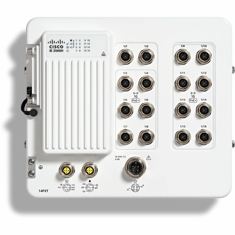 CISCO IE3500H W/ 2 GE 14 POE+ M12 INTERFACES IP67 NE - Thumbnail 1