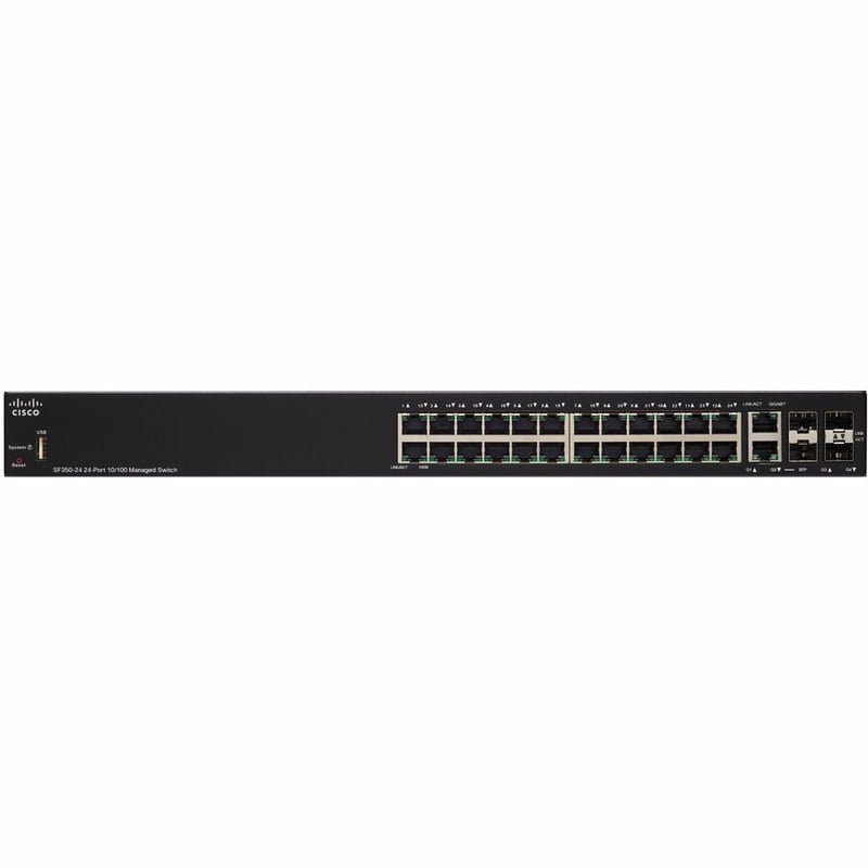 CISCO SF350-24 24-PORT 10/100 MANAGED SWITCH REMANUFACTURED - Thumbnail 2