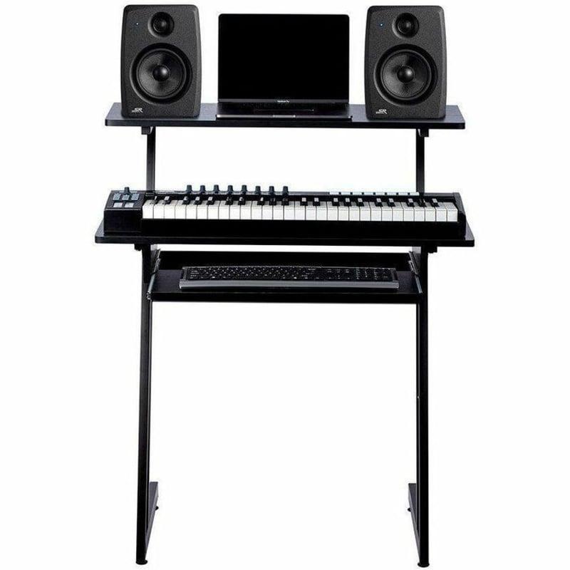 STAGE RIGHT BY MONOPRICE RECORDING STUDIO DESK WITH RAISED PLATFORM AND KEYBOARD - Thumbnail 4