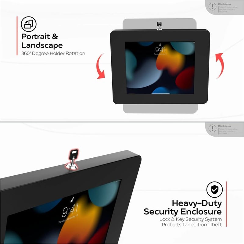 CTA Digital Premium Universal Security Wall & Desk Enclosure for Tablets Including the iPad 10.2-inch (7th/ 8th/ 9th Generation) - Thumbnail 3