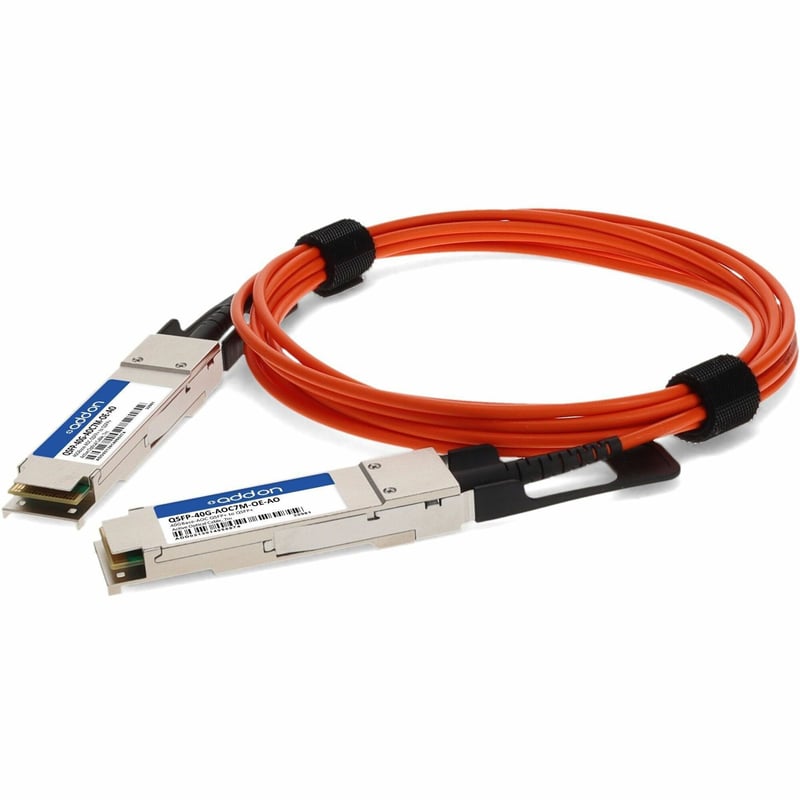 AddOn MSA and TAA Compliant 40GBase-AOC QSFP+ to QSFP+ Orange Active Optical Cable (850nm, MMF, 7m) - Thumbnail 1