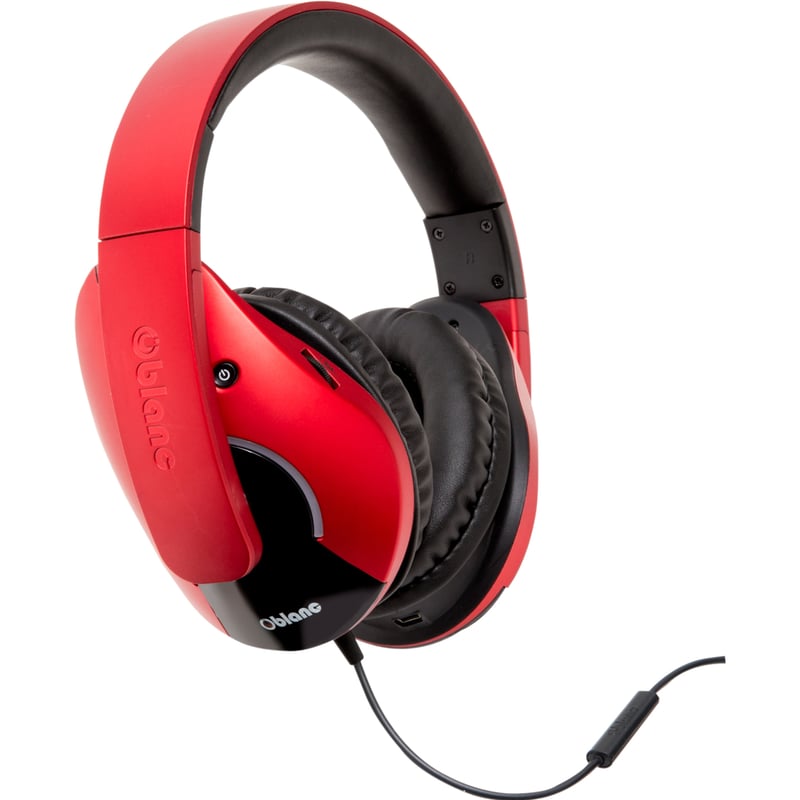 SYBA Multimedia Oblanc SHELL210 (Red/Black) Subwoofer Headphone w/In-line Microphone - Thumbnail 1