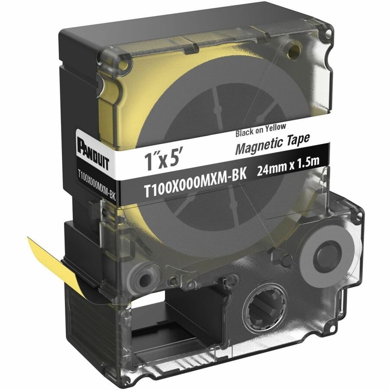 Panduit PXE T100X000MXM-BK MP Printer Cont. Tape, Safety & ID, Magnetic, Blk/Ylw, 1" W - Thumbnail 4