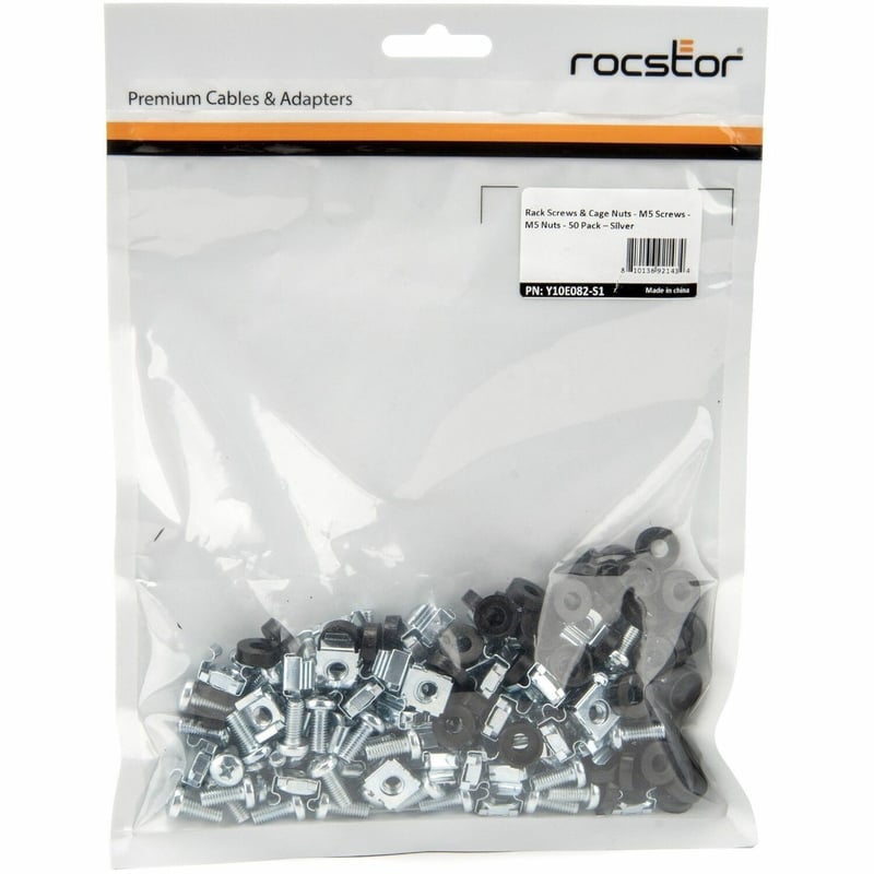 RACK CAGE NUTS M5 SCREWS- M5 NUTS- 50PACK-SILVER - Thumbnail 1