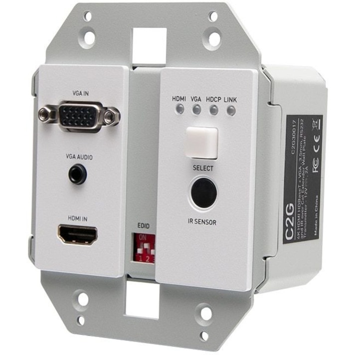 C2G HDBaseT HDMI Extender + VGA, 3.5mm, RS232 and IR over Cat - Dual Gang HDMI Wall Plate Transmitter - 4K 60Hz - Thumbnail 2
