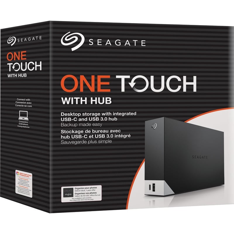 Seagate One Touch STLC14000400 14 TB Hard Drive - 3.5" External - SATA (SATA/600) - Black - Thumbnail 2
