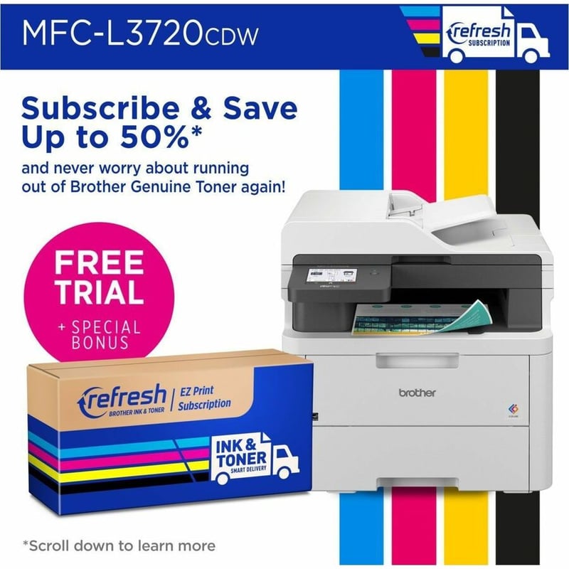 Brother MFC-L3720CDW Wireless Digital Color All-in-One Printer with Laser Quality Output, Copy, Scan and Fax, Duplex and Mobile Printing - Thumbnail 5