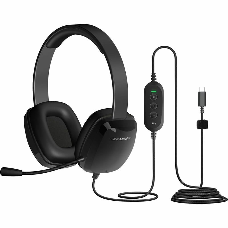 USB-C HEADSET WITH BRAIDED TUFF CORD UNIDIRECTIONAL FLEX MIC IN-LIN - Thumbnail 1