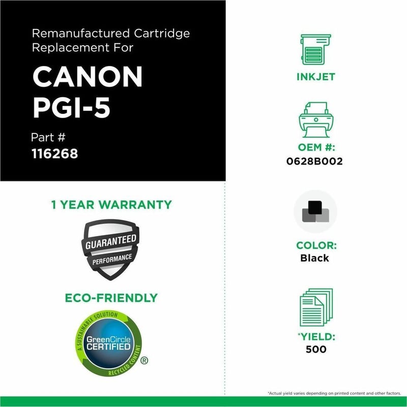 Clover Imaging Remanufactured Black Ink Cartridge for Canon PGI-5 (0628B002) - Thumbnail 3