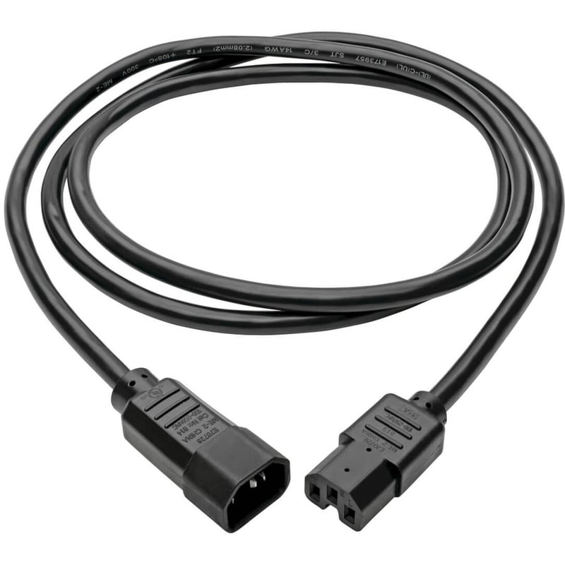 Eaton Tripp Lite Series Power Cord C14 to C15 - Heavy-Duty, 15A, 250V, 14 AWG, 10 ft. (3.05 m), Black - Thumbnail 2