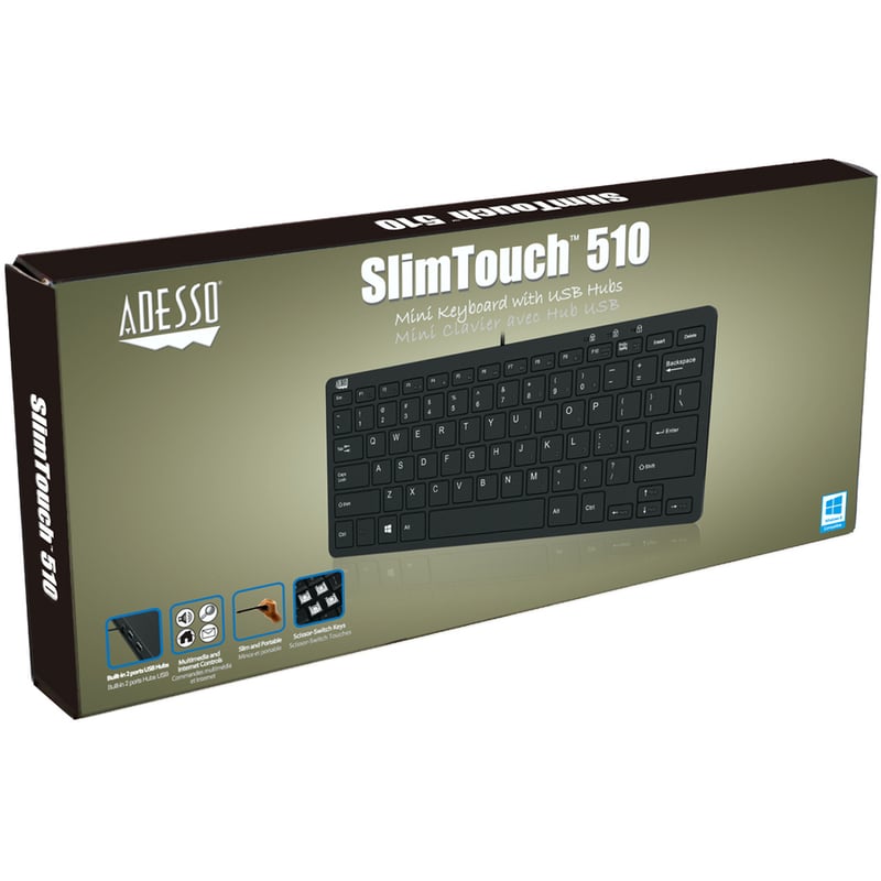 Adesso Mini Keyboard with USB Hubs - Thumbnail 3