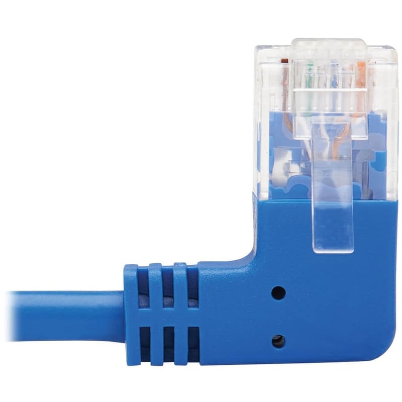 Eaton Tripp Lite Series Right-Angle Cat6 Gigabit Molded Slim UTP Ethernet Cable (RJ45 Right-Angle M to RJ45 M), Blue, 15 ft. (4.57 m) - Thumbnail 4