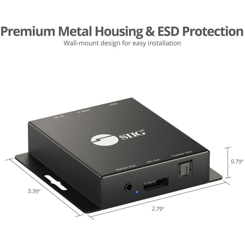 SIIG HDMI 2.0 to DisplayPort 1.2 Converter with Audio Extractor - Thumbnail 4