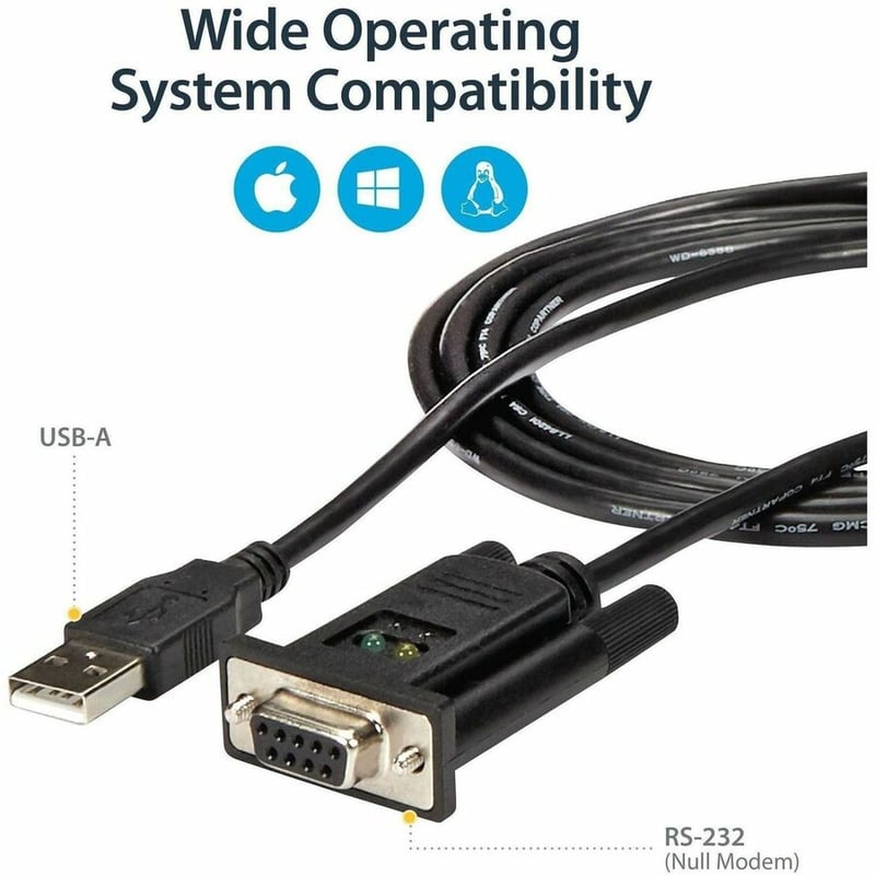 StarTech.com USB to Serial Adapter - Null Modem - FTDI USB UART Chip - DB9 (9-pin) - USB to RS232 Adapter - Thumbnail 4