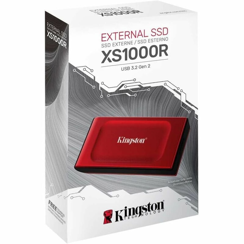 1TB XS1000 RED EXTERNAL USB 3.2 GEN 2 PORTABLE SOLID STATE DRIVE - Thumbnail 3