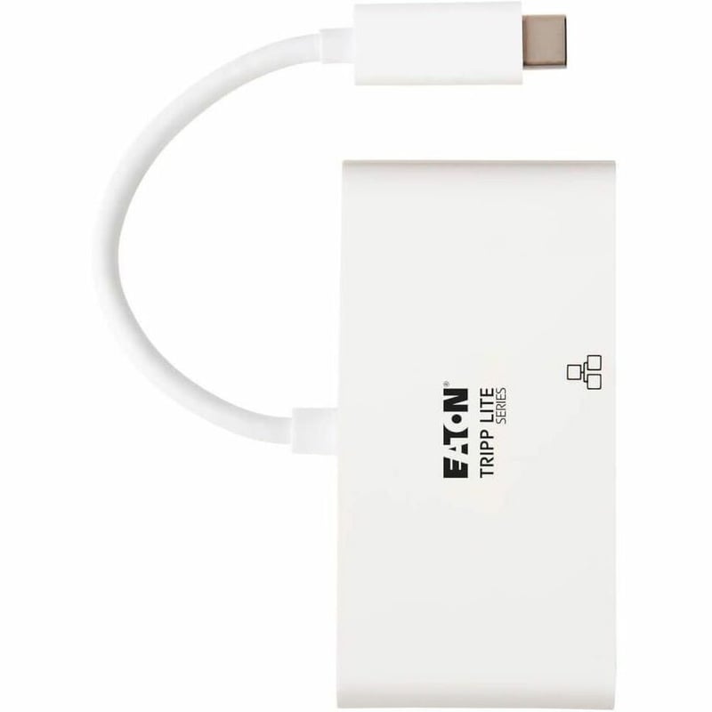 Tripp Lite by Eaton USB-C Multiport Adapter - 4K HDMI USB 3.x (5Gbps) Hub Port GbE 60W PD Charging HDCP White - Thumbnail 4