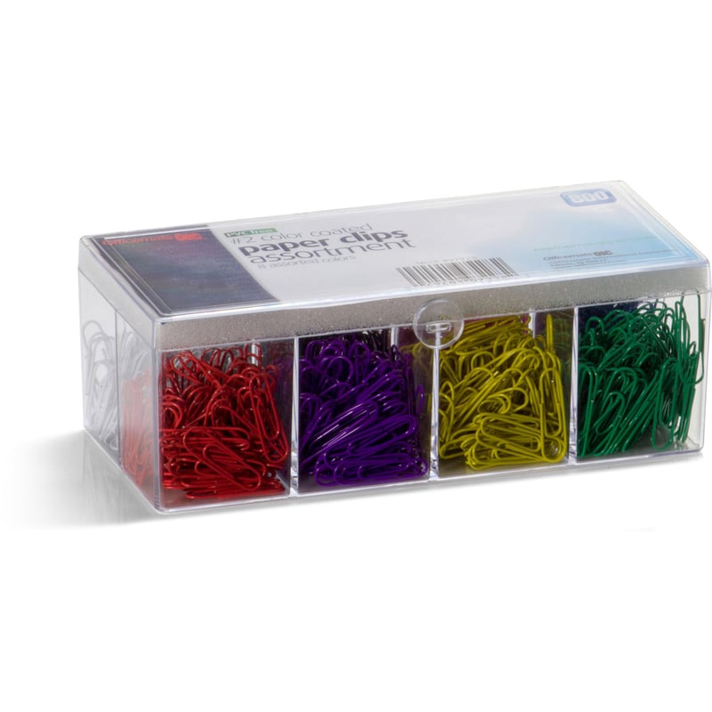 Officemate 97228 PVC Free Color Coated Clips, 800 #2 / Reusable Plastic Organizer with 8 compartments - Thumbnail 2