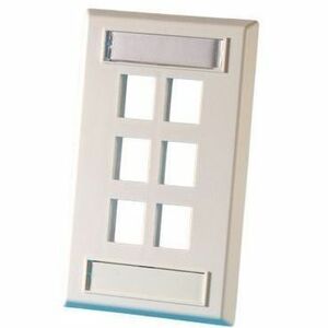 Ortronics Single Gang Keystone Faceplate, 6 Port, Electrical Ivory