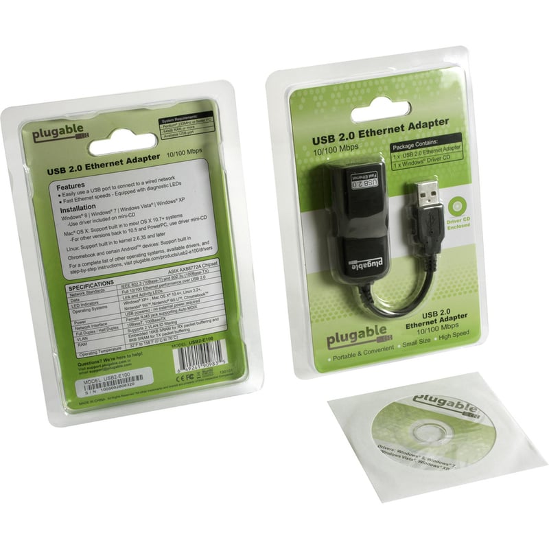Plugable USB 2.0 to Ethernet Fast 10/100 LAN Wired Network Adapter - Thumbnail 4