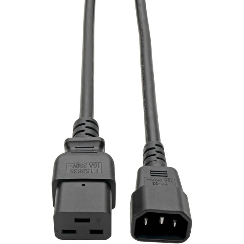 Eaton Tripp Lite Series Power Cord, C19 to C14 - Heavy-Duty, 15A, 250V, 14 AWG, 10 ft. (3.05 m), Black - Thumbnail 1