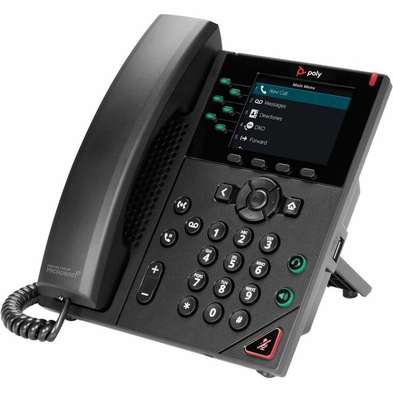 Poly VVX 350 IP Phone - Corded - Corded - Desktop, Wall Mountable - Black - Thumbnail 3