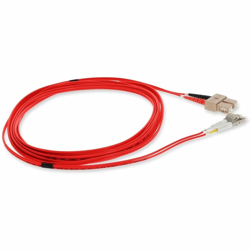 AddOn 1m SC to LC Red OM1 Duplex OFNR (Riser-Rated) MMF Fiber Patch Cable