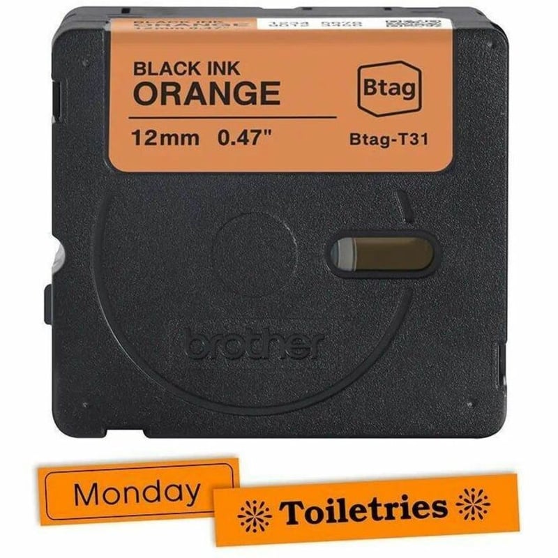 12MM 4M BTAG BLACK ON ORANGE NON-LAMINATED - Thumbnail 2