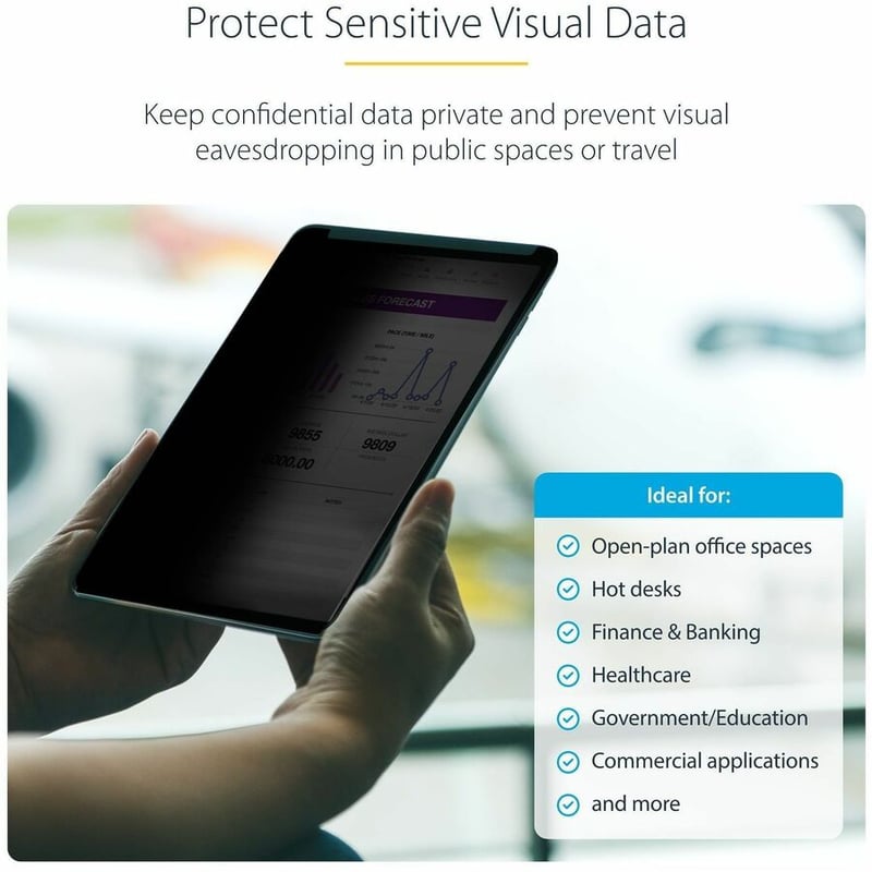 StarTech.com 4-Way Privacy Screen For 11-inch iPad Pro, For Portrait/Landscape Orientations, Touch-Enabled, +/- 30 Deg. View, Matte Finish - Thumbnail 4