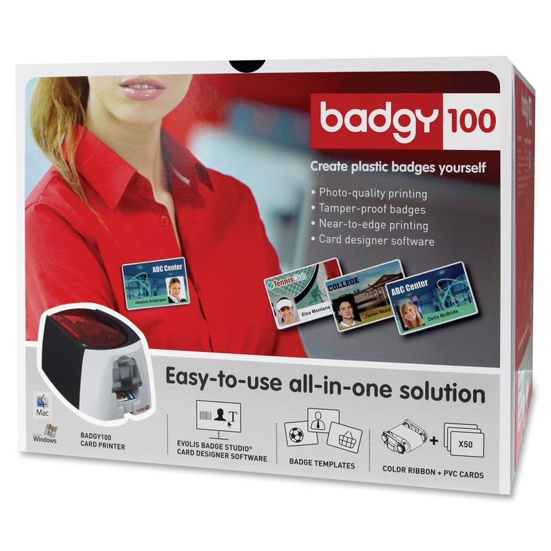 Evolis Badgy100 Plastic ID Card Solution With ID Software For Tamper Proof Professional Custom ID's On Demand With Small Border Printing - Thumbnail 3