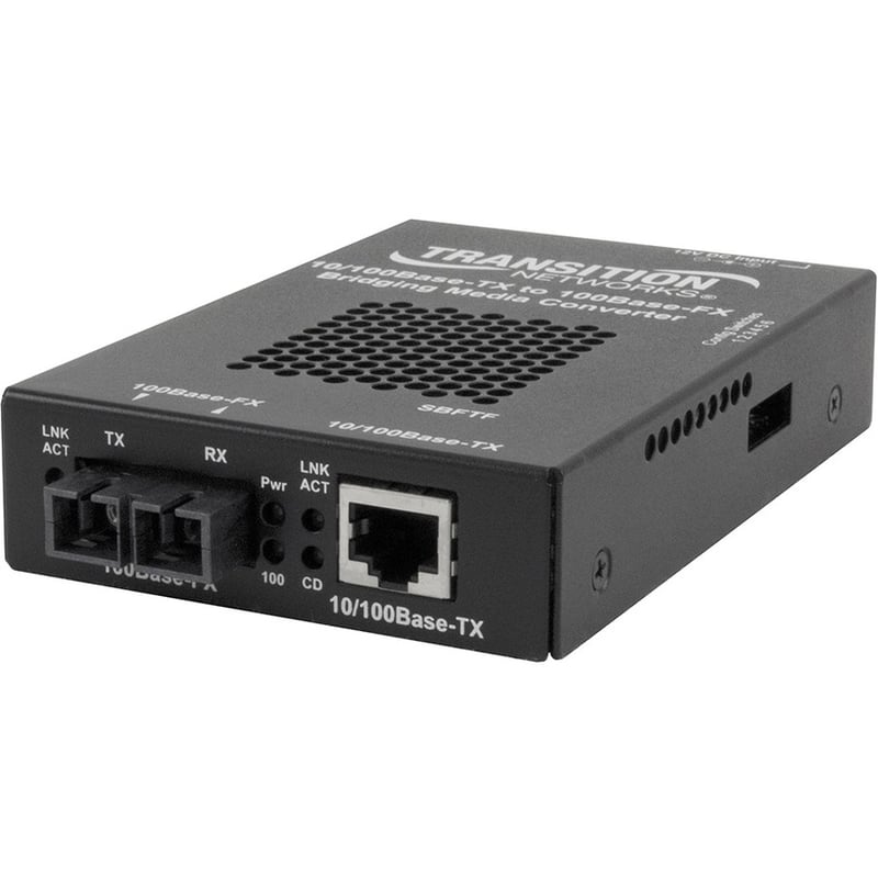 Transition Networks Stand-alone Fast Ethernet Media and Rate Converter 10/100Base-TX to 100Base-FX - Thumbnail 1