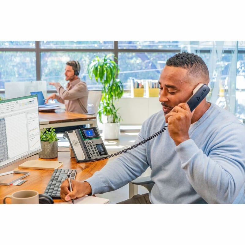 Poly Edge E450 IP Phone - Corded - Corded/Cordless - Wi-Fi, Bluetooth - Desktop - Black