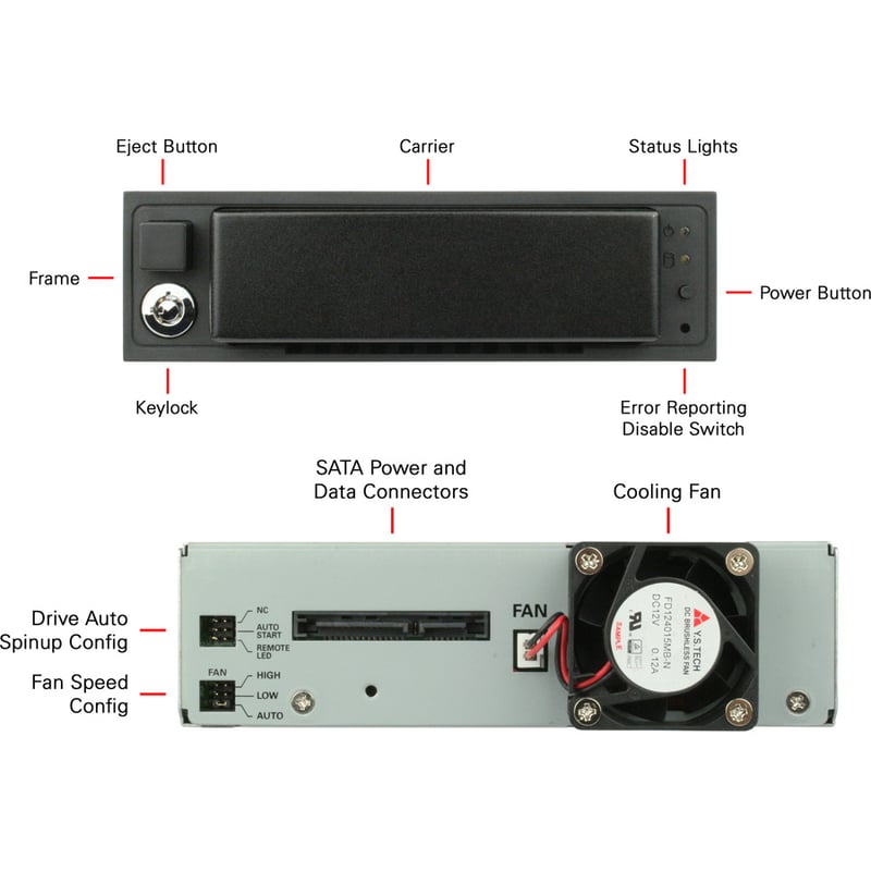 CRU Data Express DX175 Drive Bay Adapter for 5.25" - 6Gb/s SAS, Serial ATA/600 Host Interface - Black - Thumbnail 2