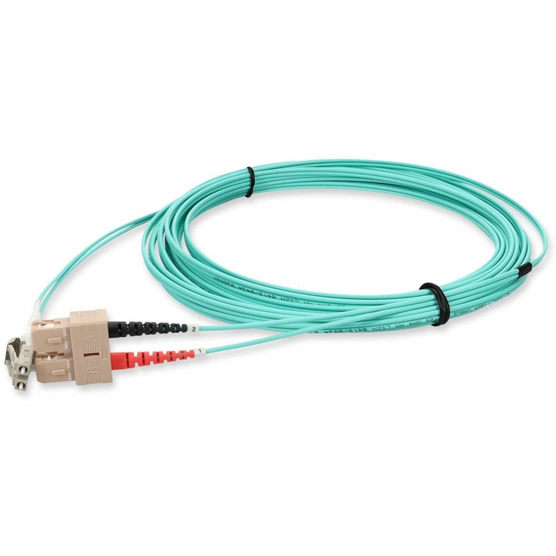 AddOn 10m SC to LC Aqua OM4 Duplex LSZH Fiber Patch Cable - Thumbnail 1