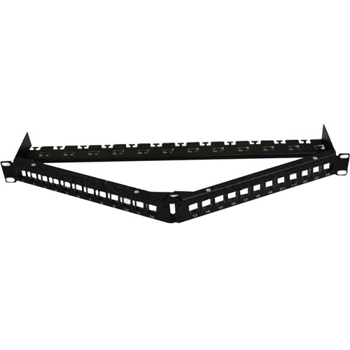 AddOn 19-inch Cat6A 24-Port Angled 1U Patch Panel with Removable tool-less Keystone Sections