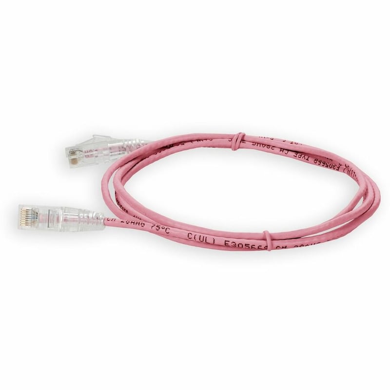2FT PINK CAT6 SLIM UTP PVC SNAGLESS CLEAR-CLAW PATCH CBL - Thumbnail 2