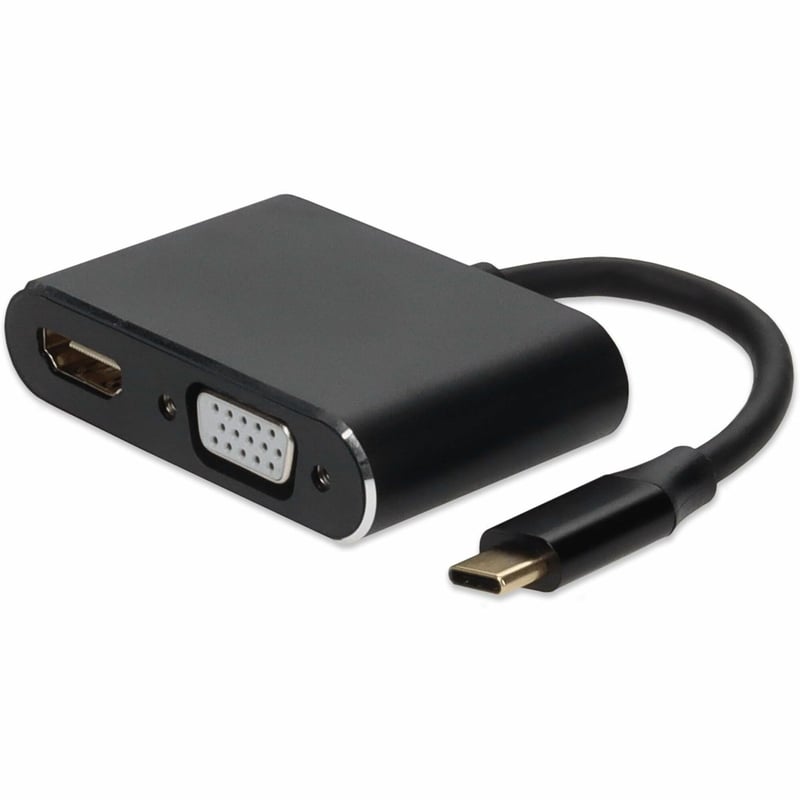 AddOn 7in USB-C Male to HDMI (4K), VGA Female Hub with Aluminum Housing - Thumbnail 1