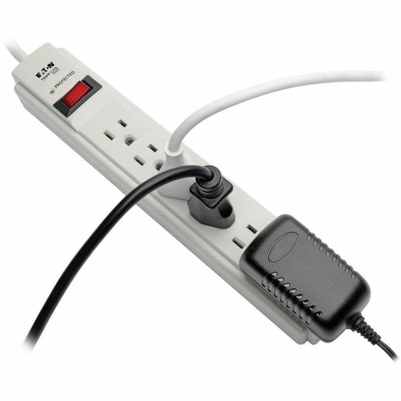 Tripp Lite by Eaton Protect It! 6-Outlet Surge Protector 15 ft. Cord 790 Joules Diagnostic LED Light Gray Housing - Thumbnail 5