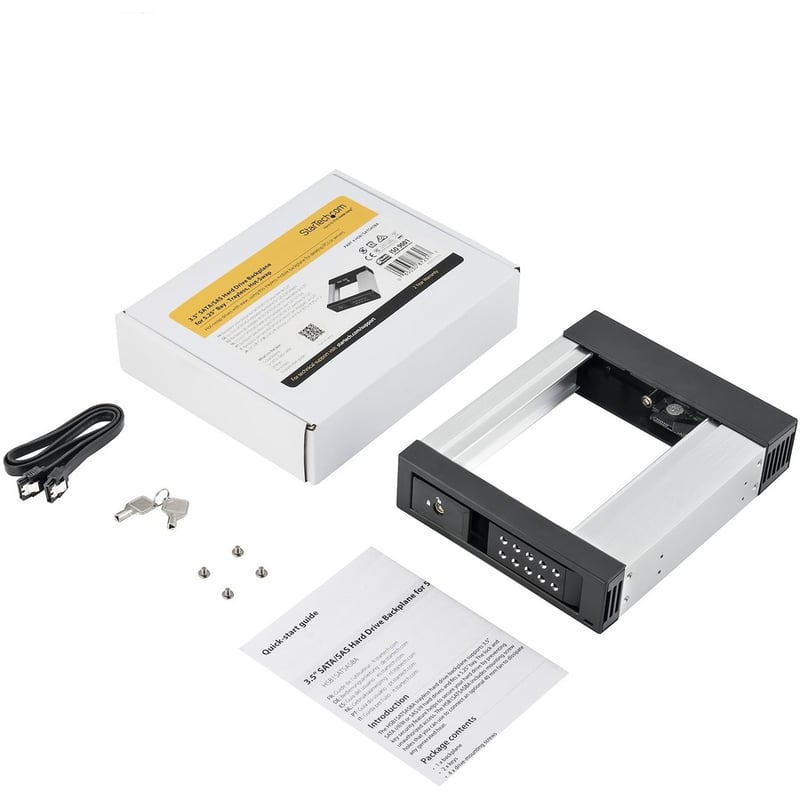 StarTech.com 5.25 to 3.5 Hard Drive Hot Swap Bay - Trayless - Aluminum - For 3.5" SATA/SAS Drives - Front Mount - SAS/ SATA Backplane - Thumbnail 3